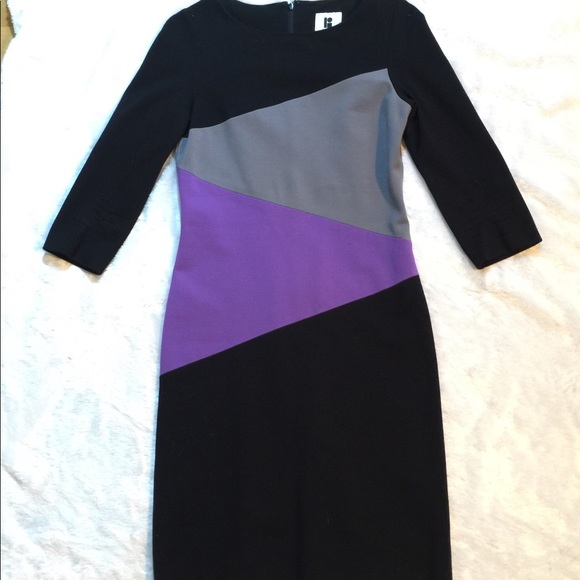 Small 2 Lisa Perry Pencil Dress Black Purple Gray - Picture 1 of 8